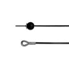 GYM-Seil verzinkt, 4/5 mm PVC-Ummantelt schwarz, ein Ende NIRO-Gewindeterminal M6x60 aufgewalzt, anderes Kausche DIN 6588B zyl. verpreßt, mit Kugelstopper