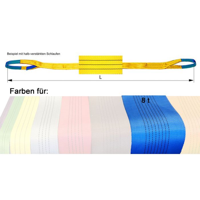 8,0 t Hebeband mit zwei Schlaufen, 2-lagig, EN 1492-1