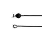 GYM-Seil verzinkt, 4/5 mm PVC-Ummantelt schwarz, ein Ende NIRO-Gabelterminal Standard aufgewalzt, anderes Kausche DIN6588B zyl. verpreßt, mit Kugelstopper