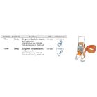 Zurrgurt LC 5000 daN, Bandbreite 75 mm, 2-teilg mit Spitzhaken doppelt