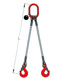 Drahtseilgehänge 2-Strang nach DIN EN 13414-1 unlösbar verpresst mit Ösenhaken Standard