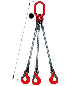 Drahtseilgehänge 3-Strang nach DIN EN 13414-1 unlösbar verpresst mit Ösenhaken Standard