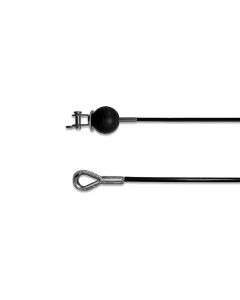 GYM-Seil verzinkt, 4/5 mm PVC-Ummantelt schwarz, ein Ende NIRO-Gabelterminal Standard aufgewalzt, anderes Kausche DIN6588B zyl. verpreßt, mit Kugelstopper