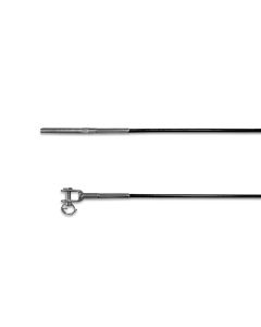 GYM-Seil verzinkt, 4/5 mm PVC-Ummantelt schwarz, ein Ende NIRO-Gabelterminal Standard, anderes NIRO-Gewindeterminal M8x54 aufgewalzt