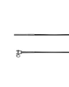 GYM-Seil verzinkt, 4/5 mm PVC-Ummantelt schwarz, ein Ende NIRO-Gabelterminal Standard, anderes NIRO-Gewindeterminal M6x60 aufgewalzt