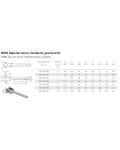 GYM-Seil verzinkt, 4/5 mm PVC-Ummantelt schwarz, ein Ende NIRO-Gabelterminal Standard aufgewalzt, anderes Ende glatt, mit Kugelstopper