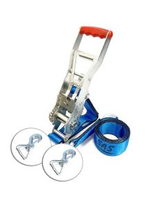 Zurrgurt Sonderanfertigung LC 2500/5000 daN, Bandbreite 50 mm, mit Langhebelzugratsche, mit Triangelkarabinerhaken