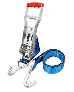 Zurrgurt Sonderanfertigung LC 2500/5000 daN, Bandbreite 50 mm, mit Langhebelzugratsche, mit Spitzhaken einfach
