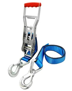 Zurrgurt Sonderanfertigung LC 2500/5000 daN, Bandbreite 50 mm, mit Langhebelzugratsche, mit Triangelkarabinerhaken